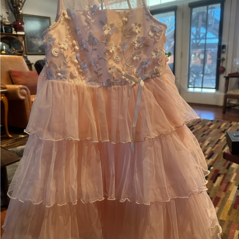 Jona Michelle Pink Floral Tiered Dress